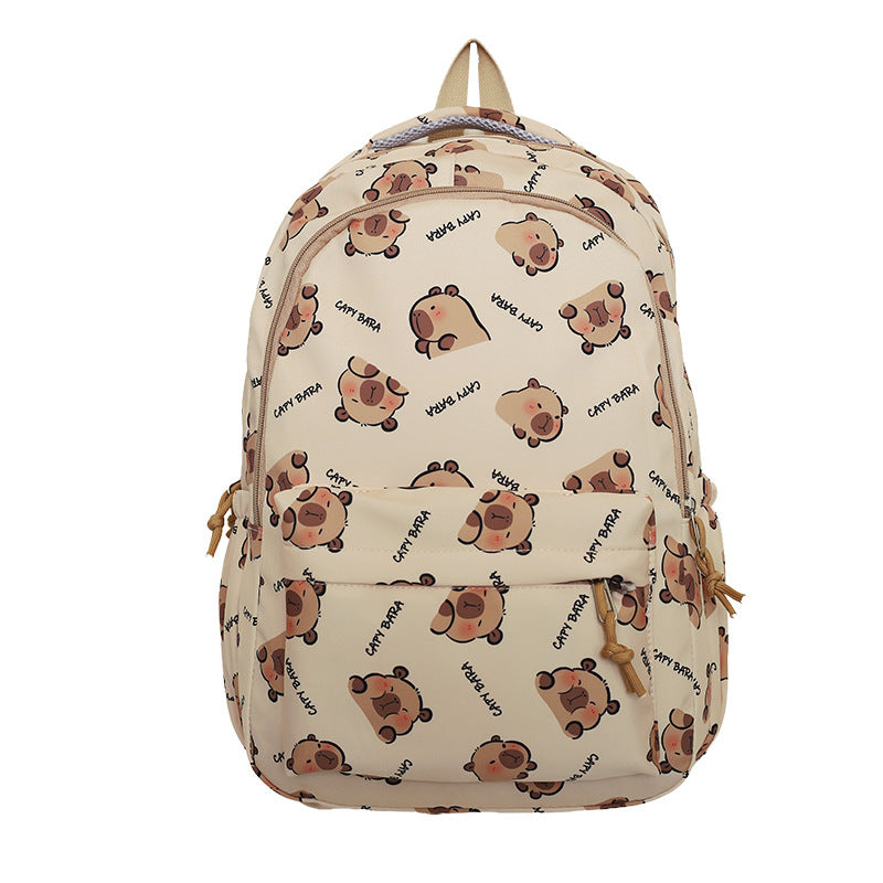 Backpack with Child-Friendly Capybara Design and Practical Compartments