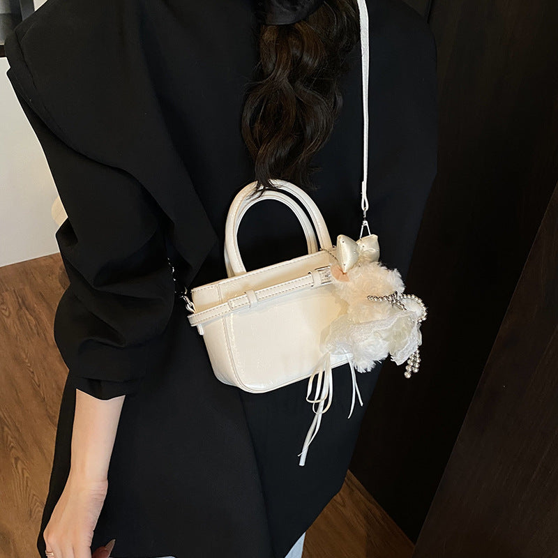 Women's mini bag with cute animal charm and detachable shoulder strap