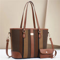 Women's tote bag with textured outer material and removable mini clutch-https://detail.1688.com/offer/785335558810.html-Calm Wears-Coffee-31-Calm Wears
