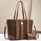 Women's tote bag with textured outer material and removable mini clutch-https://detail.1688.com/offer/785335558810.html-Calm Wears-Coffee-31-Calm Wears