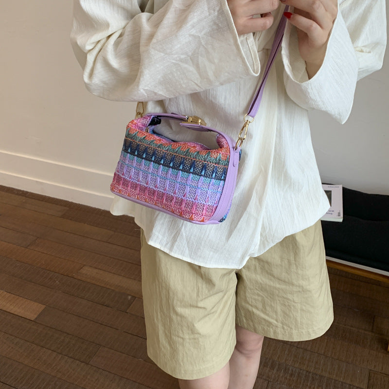 Textured Handwoven Mini Crossbody Bag