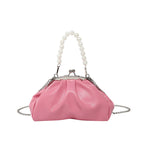 Elegant Clutch Handbag with Pearl Chain