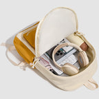 Fashionable backpack with practical outer pockets