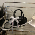 Elegant Lace-Trimmed Bow Handbag