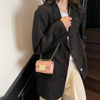 Women's elegant mini handbag with gold fastening mechanism