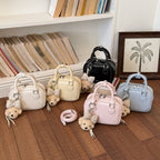 Women's mini handbag with detachable plush charm