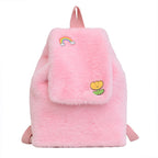 Plush Backpack with Colorful Appliqués