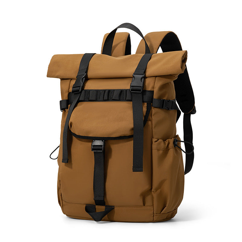 Urban Backpack with Flexible Roll Closure and Versatile Compartments-https://detail.1688.com/offer/1067160149581.html-Calm Wears-Brown-nan-Calm Wears