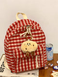Cozy Checkered Plush School Backpack