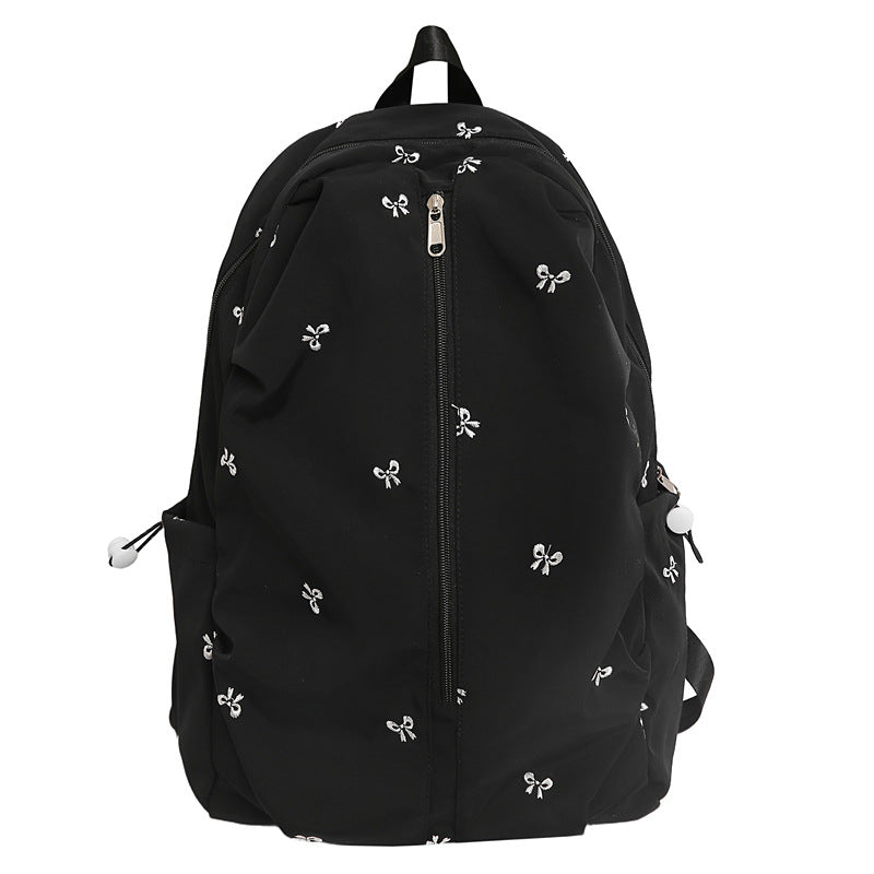 Embroidered Bow Design Backpack