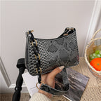 Stylish Textured Snakeskin Effect Handbag