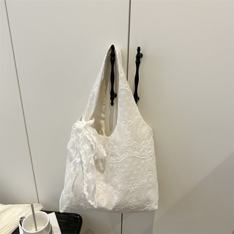 Elegant Lace-Trimmed Shoulder Bag
