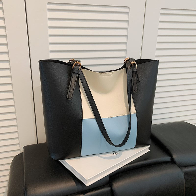 Women's spacious tote bag with elegant color block details-https://detail.1688.com/offer/940166356746.html-Calm Wears-Blue-nothing-Calm Wears