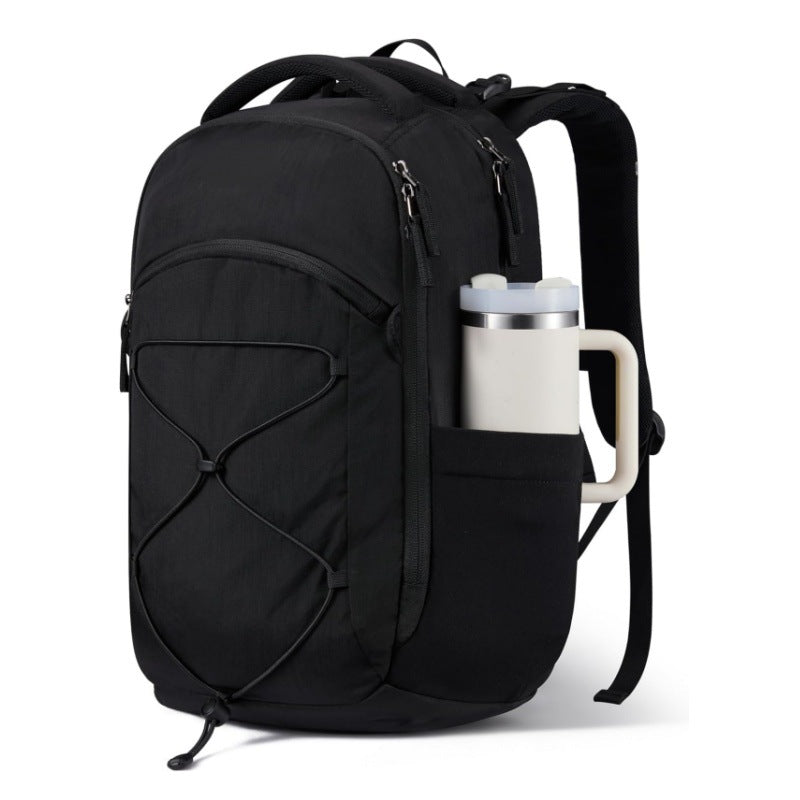 Multifunctional backpack with drink compartment and elastic lacing-https://detail.1688.com/offer/1039829914617.html-Calm Wears-Black-12*8*19 inch-Calm Wears