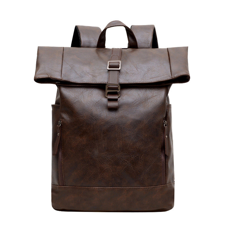 Vintage Leather Rolltop Backpack