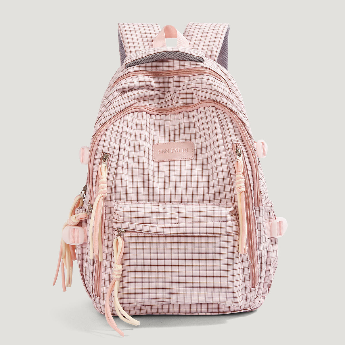 Stylish Multi-Pocketed Checkered Backpack