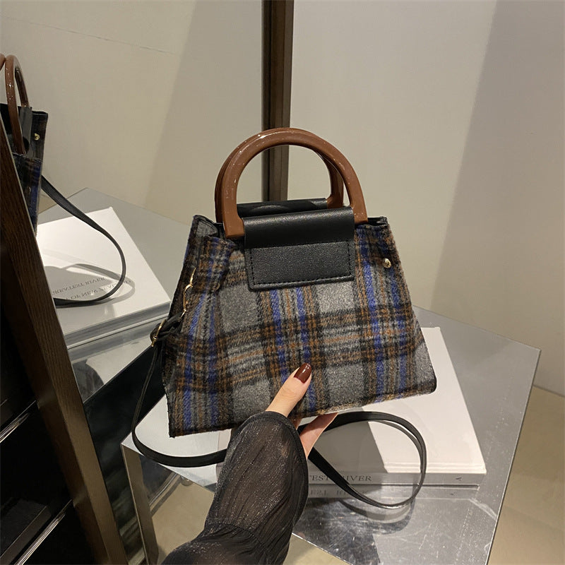 Plaid Structured Mini Handbag