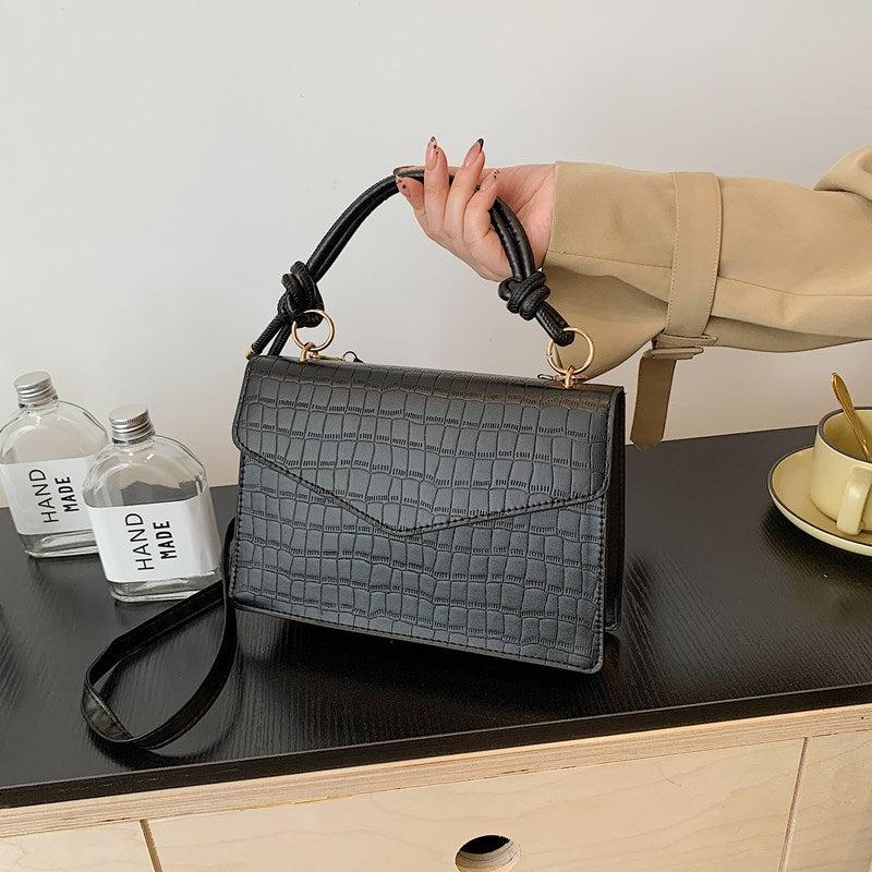 Crocodile-Embossed Handcrafted Crossbody Bag