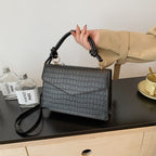 Crocodile-Embossed Handcrafted Crossbody Bag