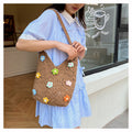 Floral Embellished Crochet Shoulder Bag