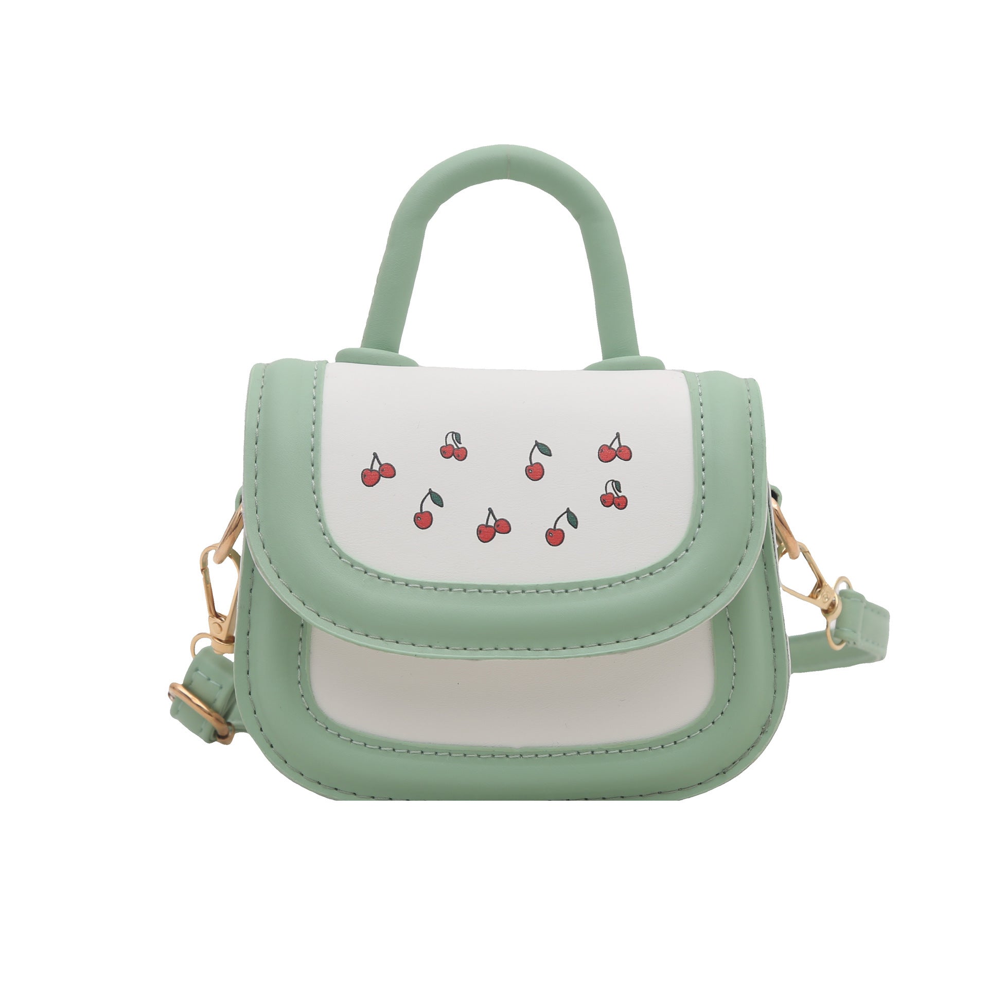 Ladies stylish mini handbag with fruity cherry motif-https://detail.1688.com/offer/1014477400963.html-Calm Wears-Green-nothing-Calm Wears