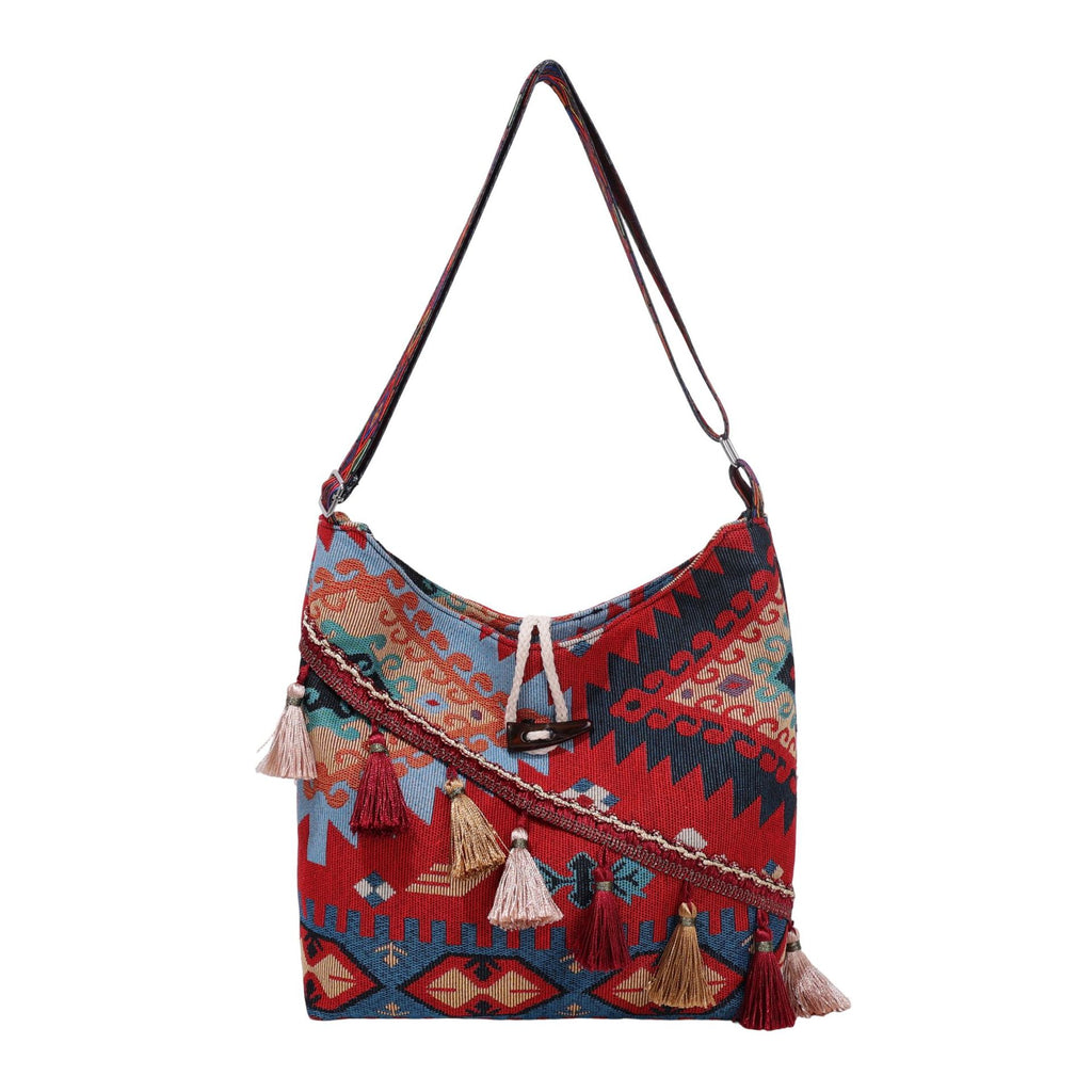 WoEthnic Patterned Flap Hobo Bag