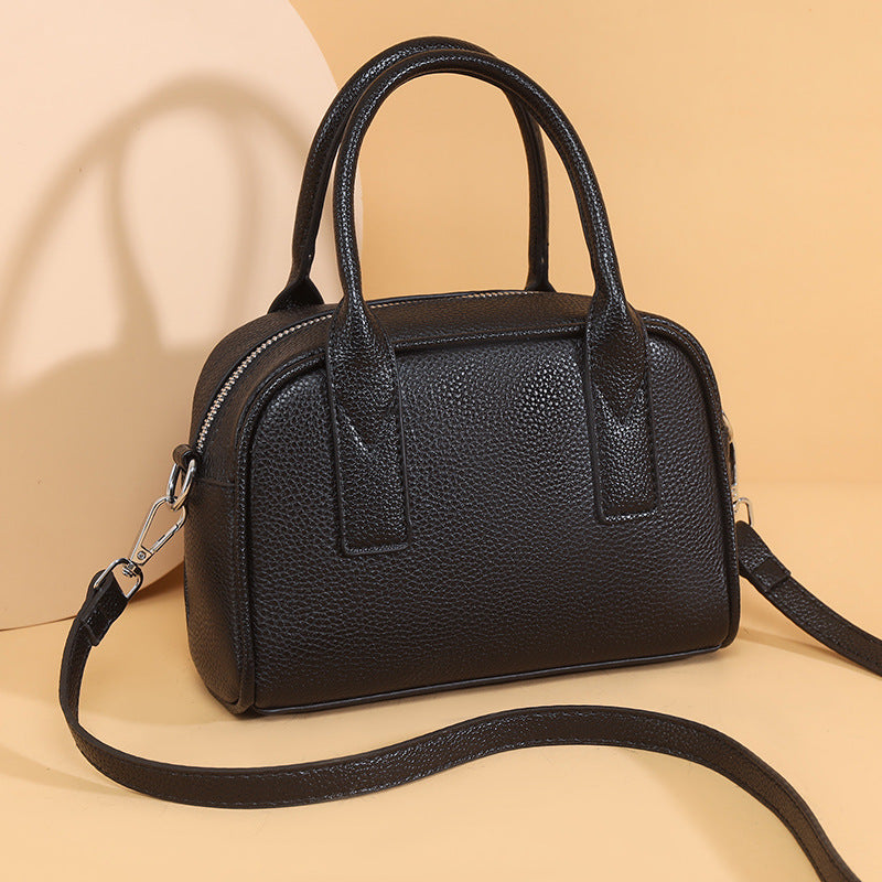 Textured Leather Mini Handheld Satchel