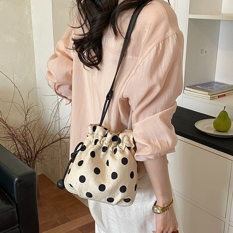 Polka Dot Drawstring Shoulder Bag Calm Wears