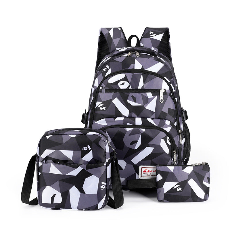 Versatile backpack set with creative geometric patterns