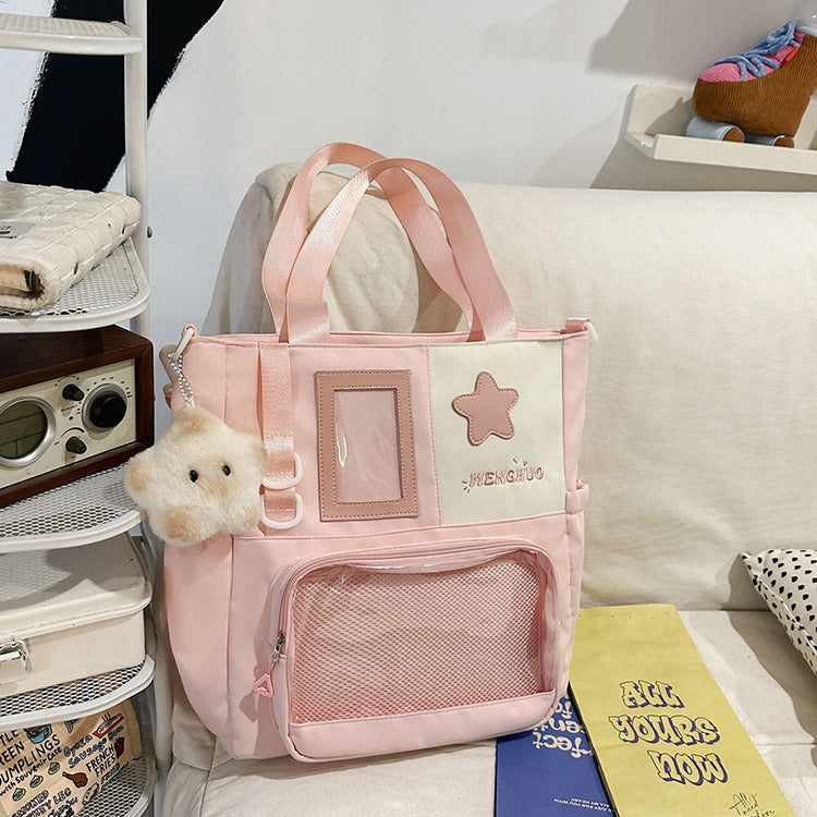 Functional School Backpack with Clear Pocket-https://detail.1688.com/offer/1031862746139.html-Calm Wears-Pink-Calm Wears
