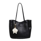 Women's Tote Bag with playful faux fur pendant-https://detail.1688.com/offer/1036152849432.html-Calm Wears-Braun-Size: With pendant-Calm Wears