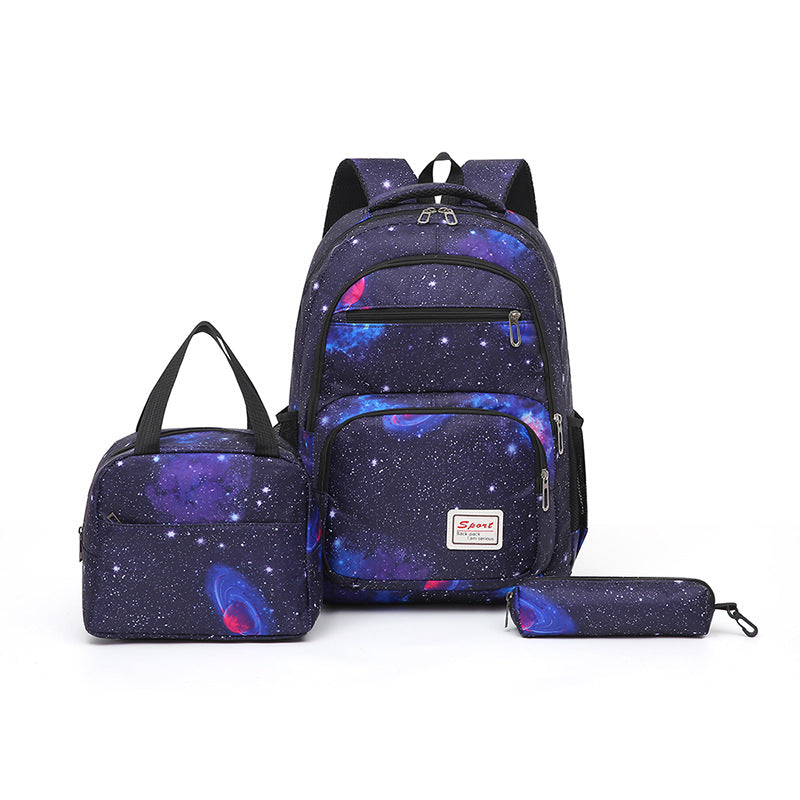 Galaxy pattern school backpack set