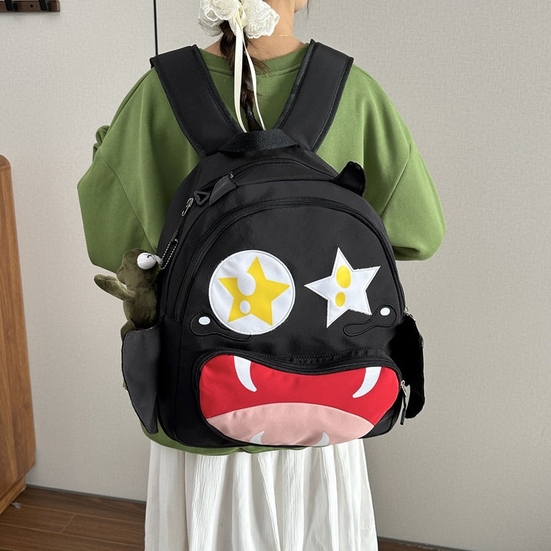Playful plush backpack with animal face