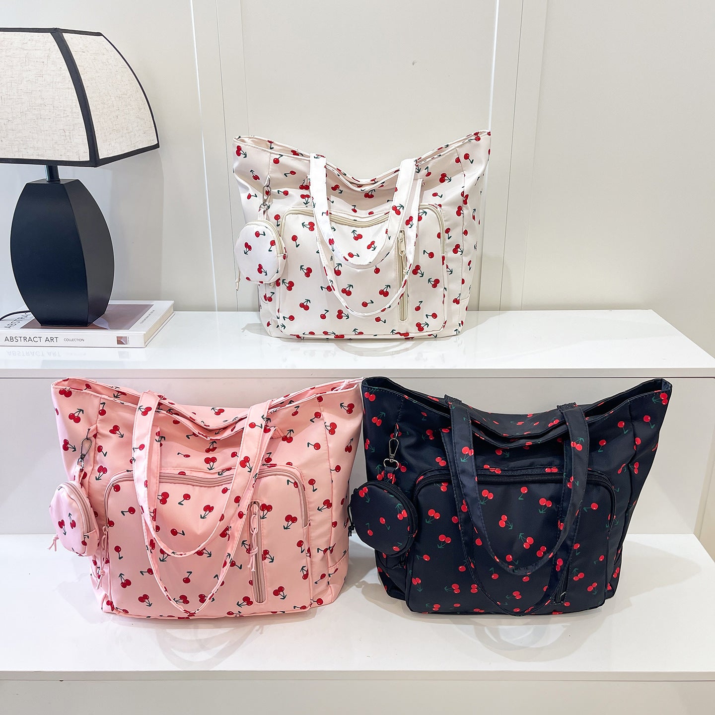 Functional Floral Print Tote Bag