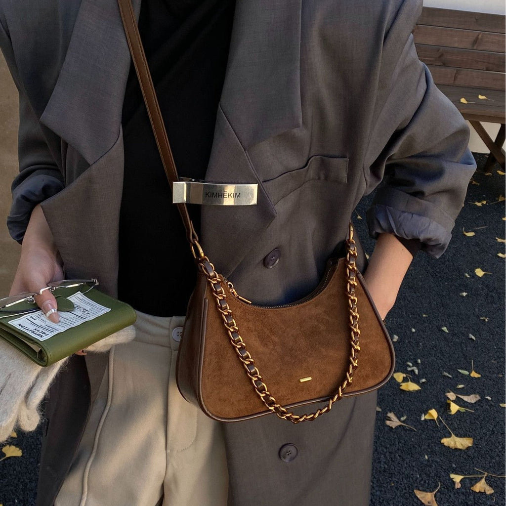 Women's fashionable shoulder bag in vintage look with chain strap-https://detail.1688.com/offer/997435712249.html-Calm Wears-Braun-nothing-Calm Wears