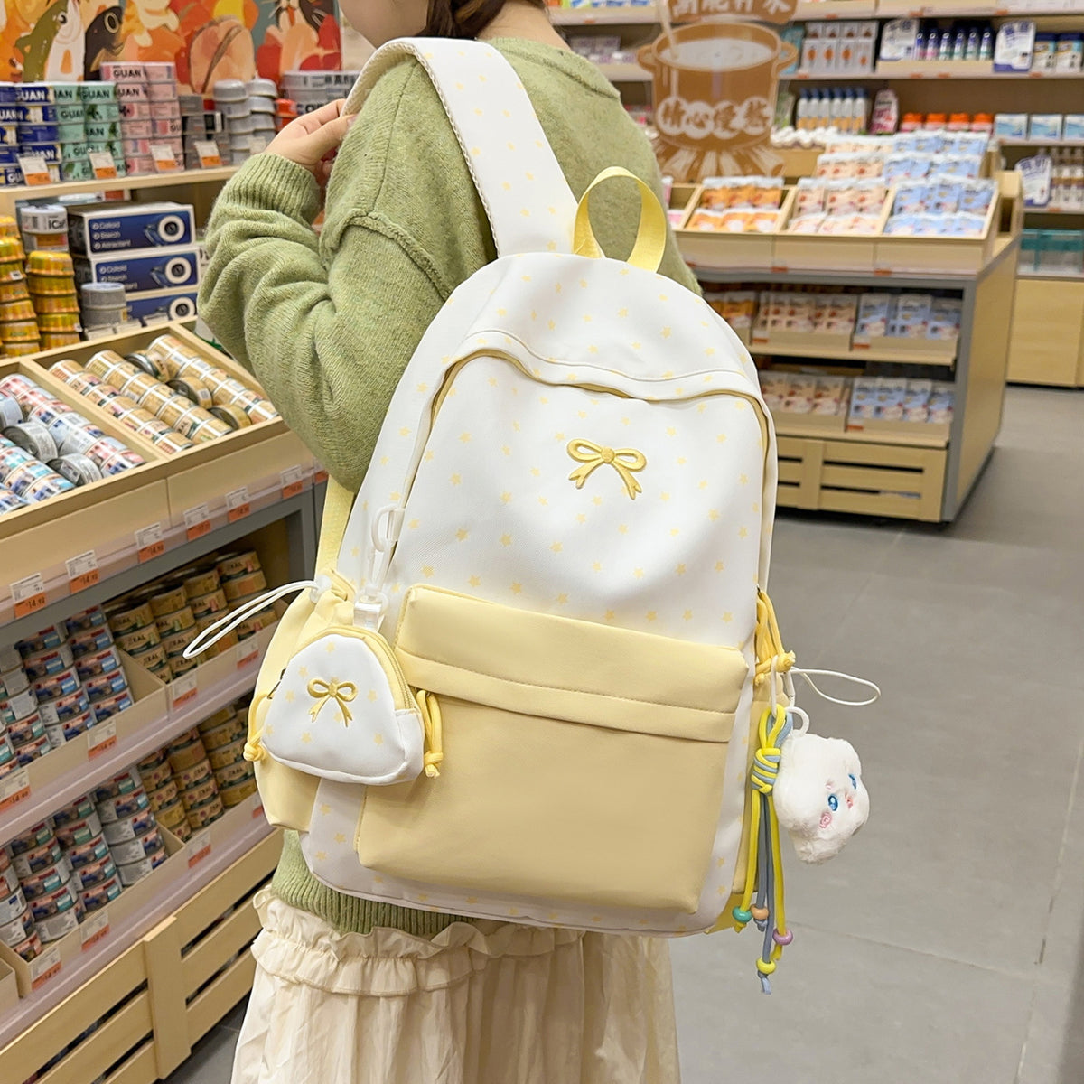 Playful Bow-Embellished Backpack