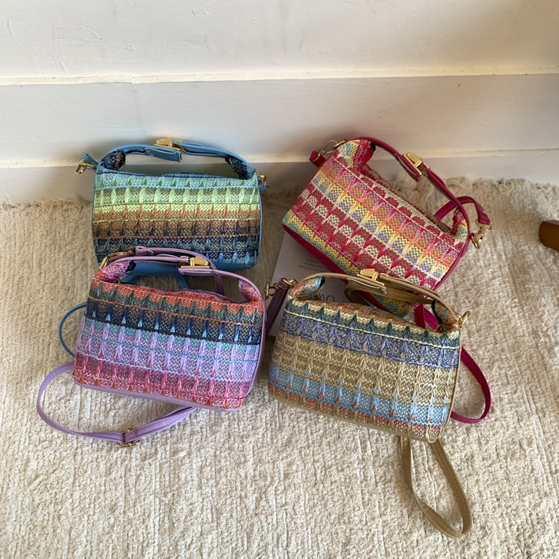 Textured Handwoven Mini Crossbody Bag