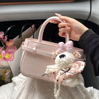 Women's mini bag with cute animal charm and detachable shoulder strap