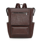 Multi-Pocket Genuine Leather Backpack Calm Wears