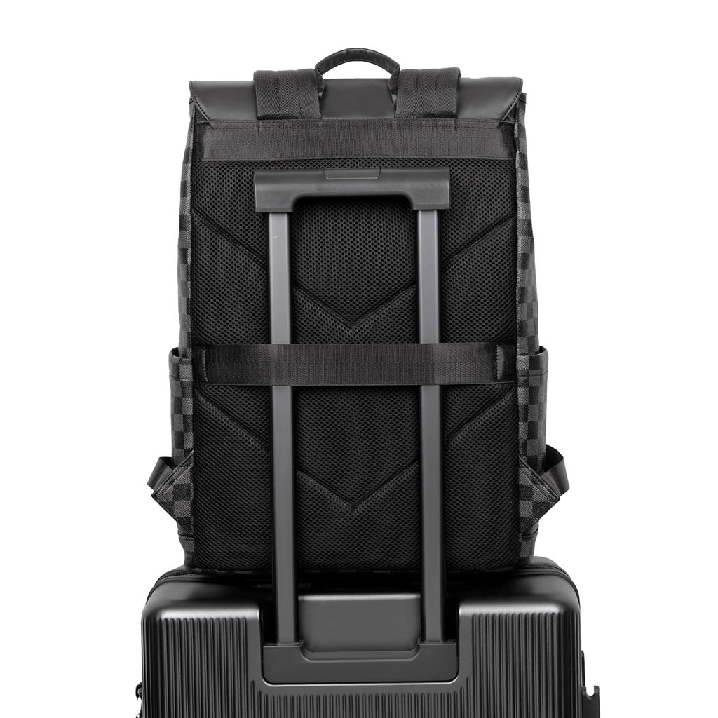 Stylish Checkerboard Pattern Backpack
