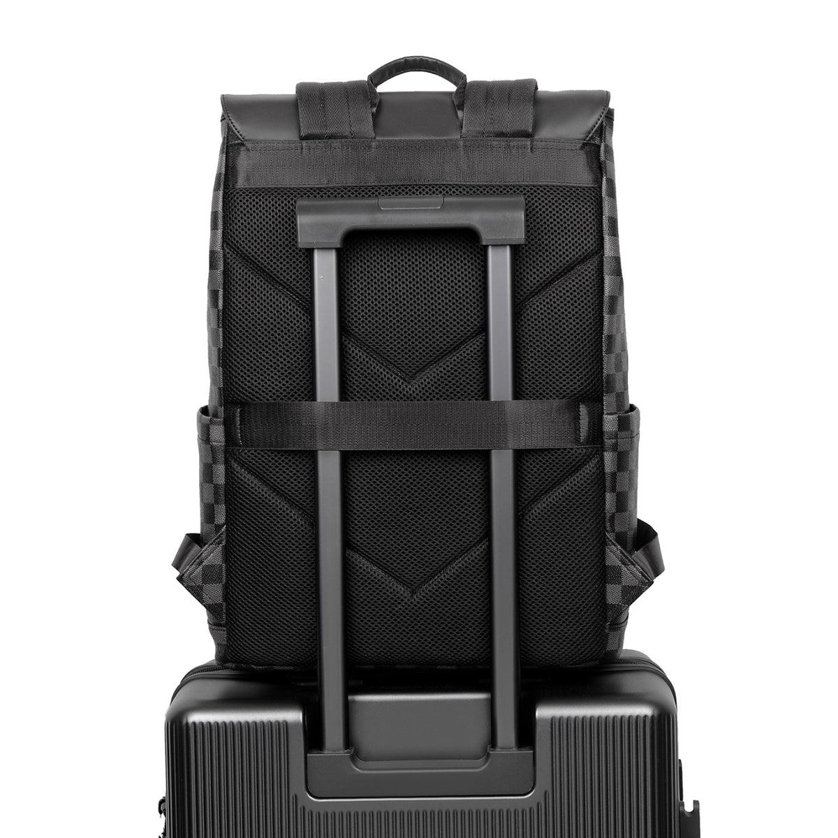 Stylish Checkerboard Pattern Backpack
