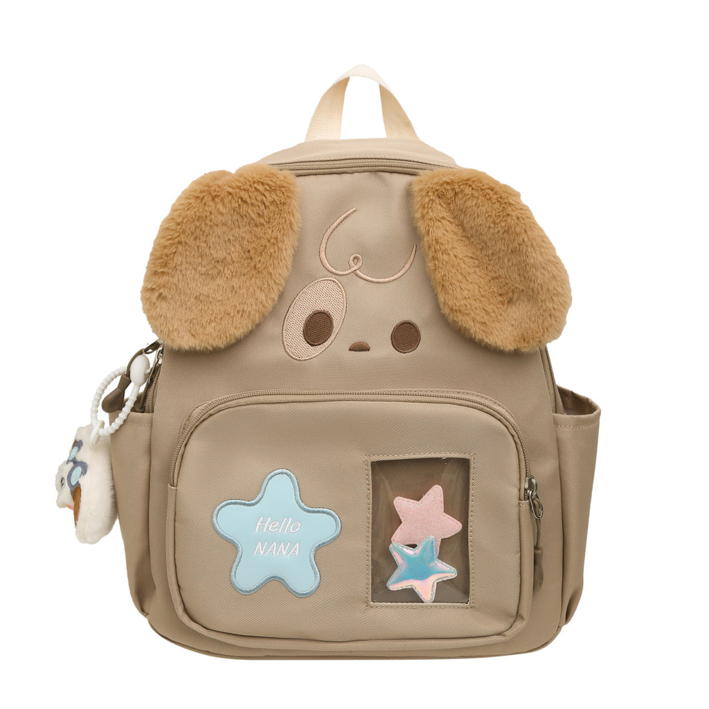 Kawaii Plush Backpack with Dog Design