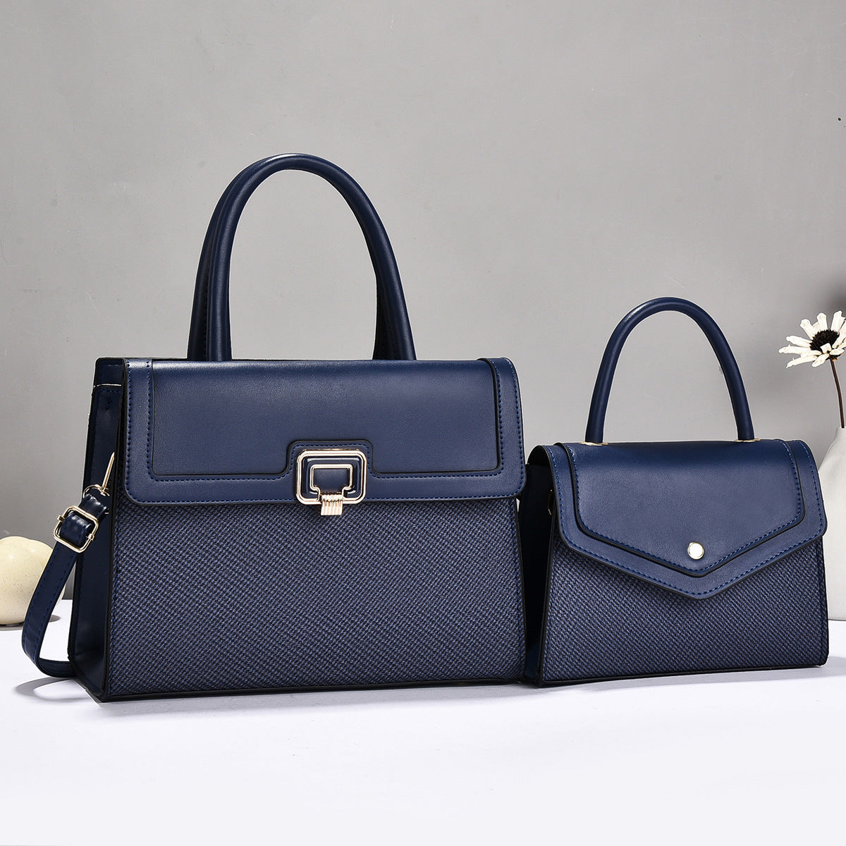 Women’s handbag set with textured design and elegant mini crossbody bag-https://detail.1688.com/offer/1041920744708.html-Calm Wears-Blue-301121-Calm Wears