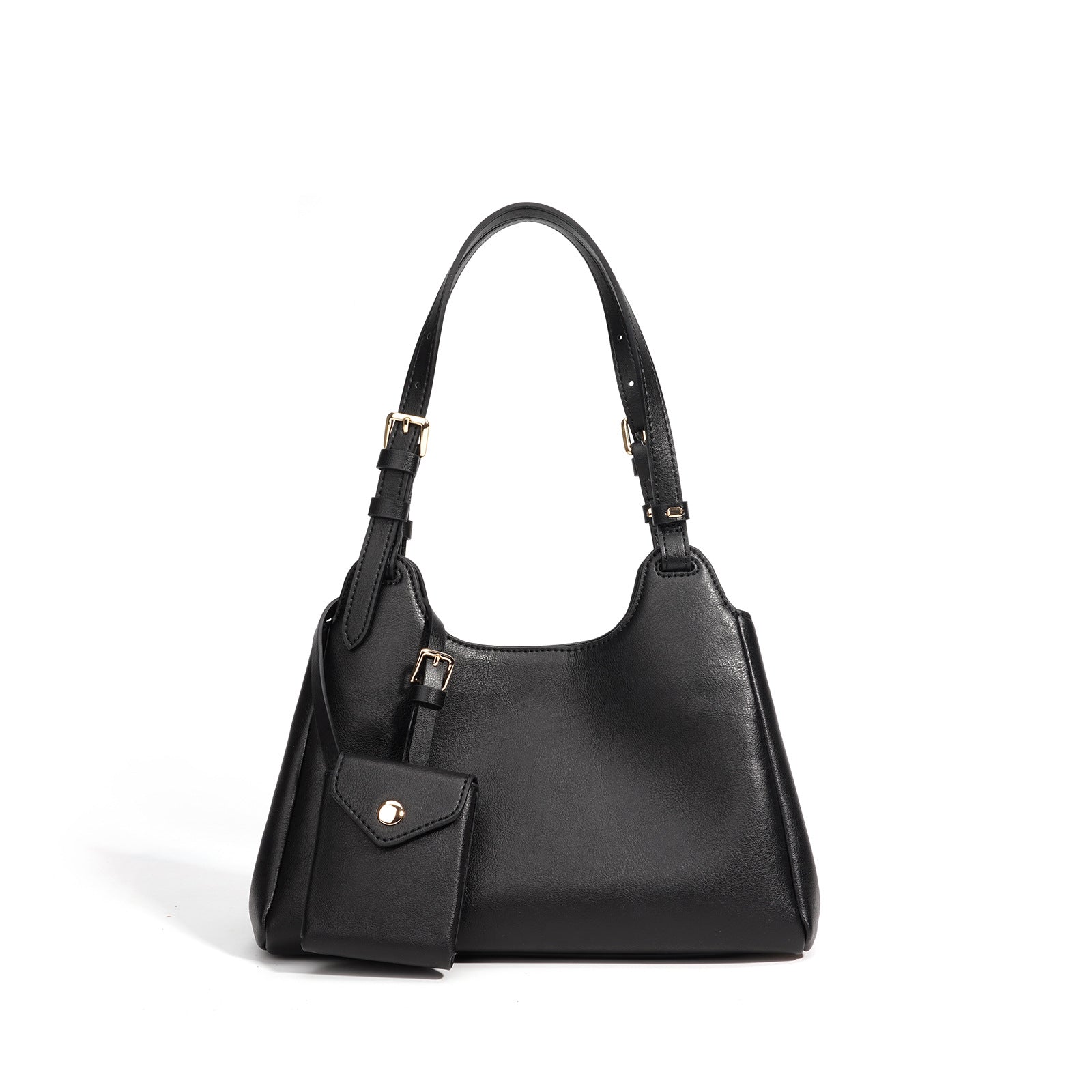 Women’s hobo bag made of high-quality leather with detachable mini-wallet-https://detail.1688.com/offer/1010315053397.html-Calm Wears-Black-26-Calm Wears
