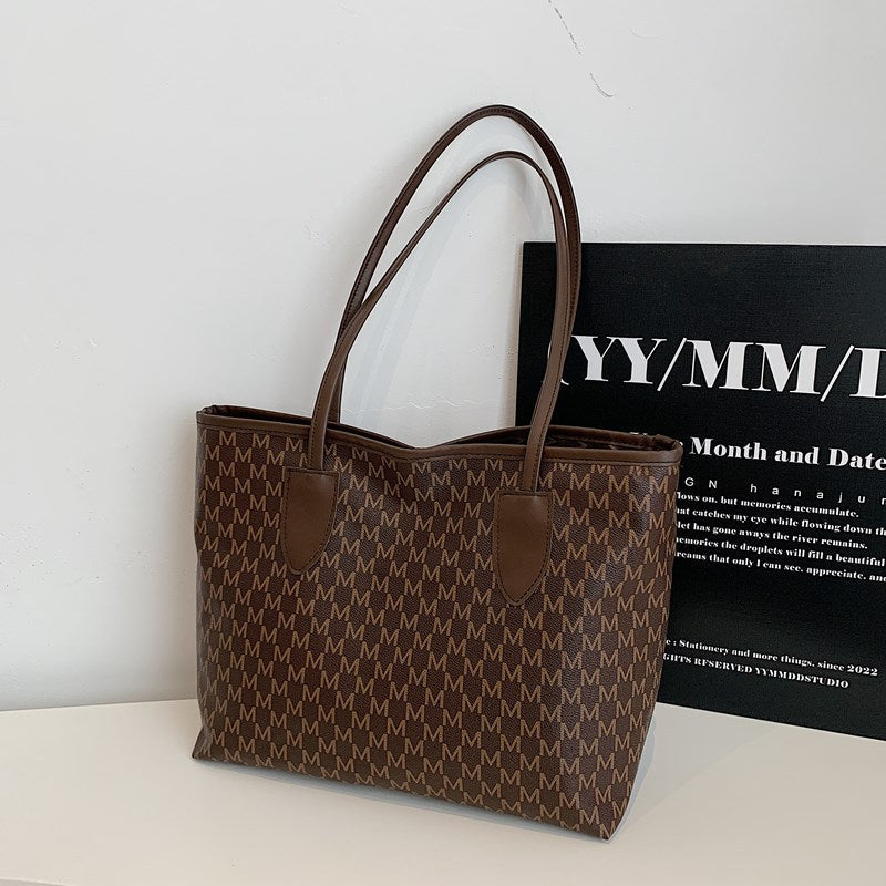 Women's tote bag made of high-quality, durable material with elegant monogram-https://detail.1688.com/offer/933106743568.html-Calm Wears-Coffee-nothing-Calm Wears
