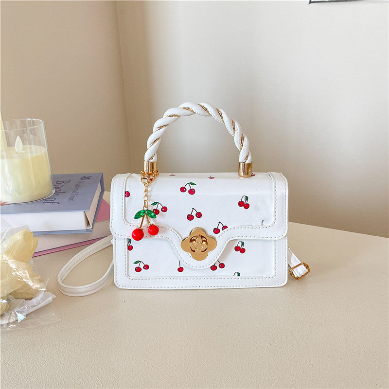Playful Cherry Print Mini Satchel Handbag
