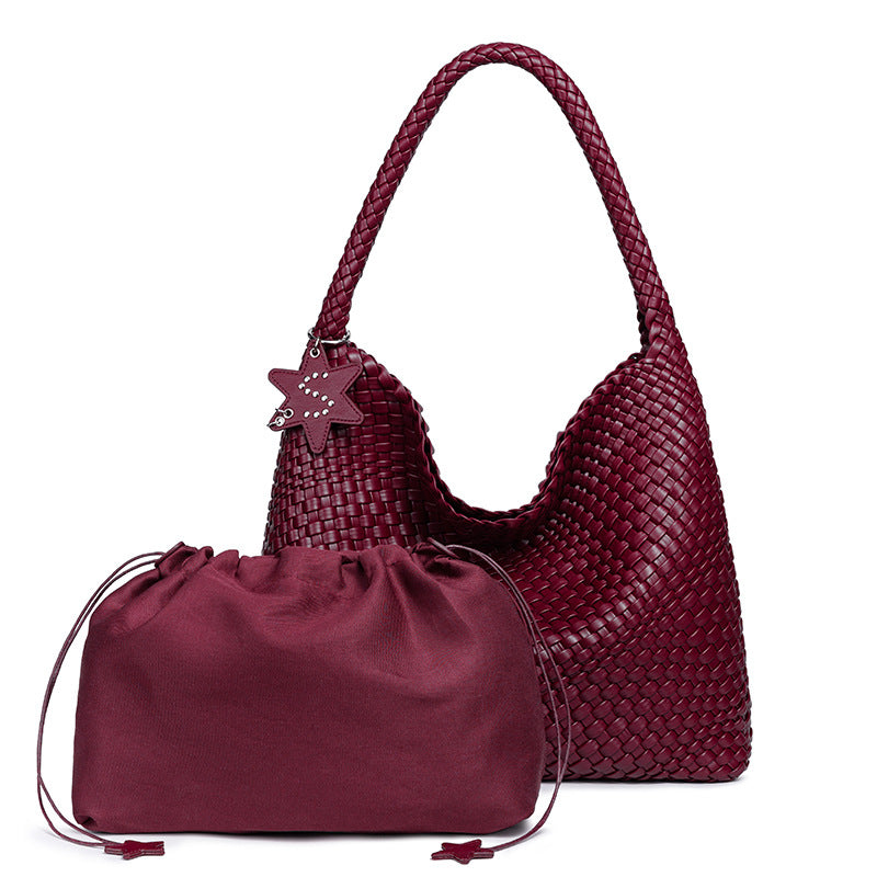 Braided Vegan Leather Hobo Handbag