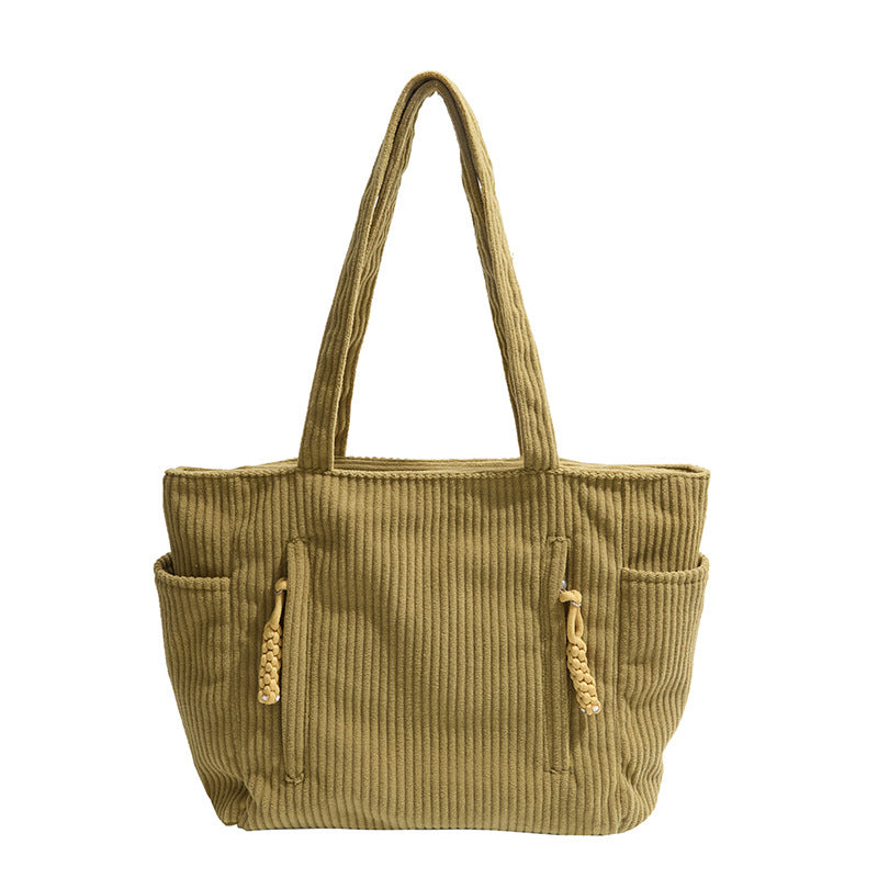 Corduroy Multi-Pocket Tote Bag Calm Wears