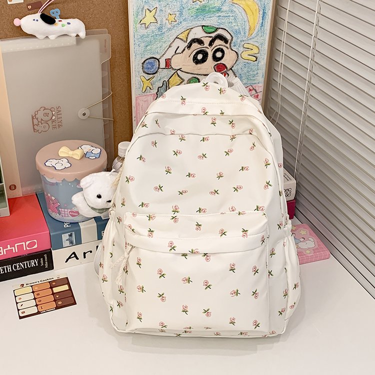 Backpack with Floral Design and Practical Compartments