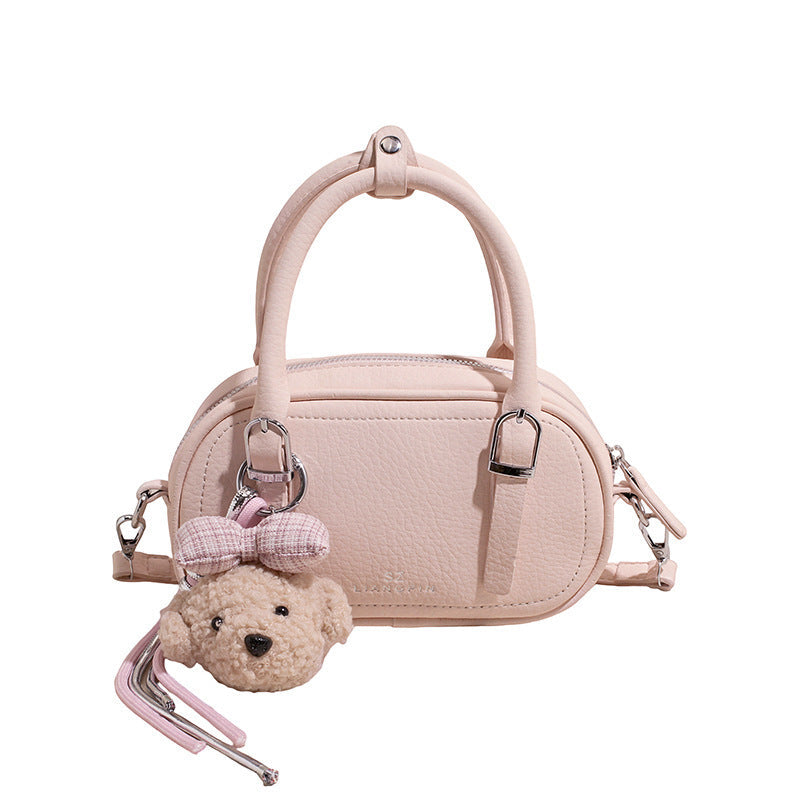 Women's mini handbag with removable teddy keychain